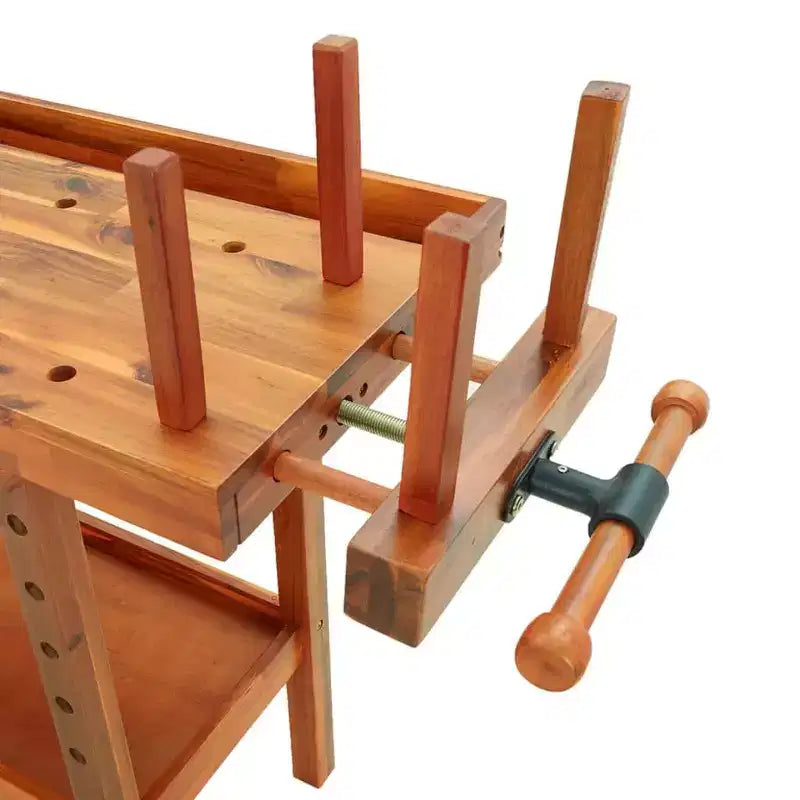 vidaXL Établi avec tiroir et étaux 124x52x83 cm Bois d'Acacia Massif