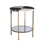 Table d'appoint ronde HomeRoots 24 en bois manufacturé noir et fer avec deux étagères