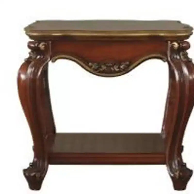 HomeRoots Table d'appoint carrée en bois massif de chêne 24 avec étagère