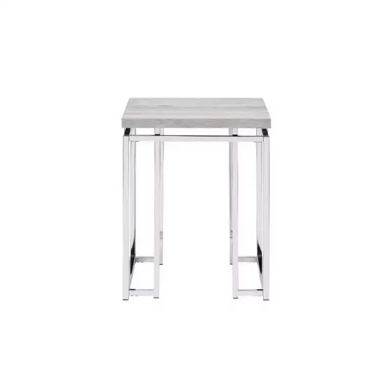 Table d'appoint carrée HomeRoots 24 en bois manufacturé chêne naturel et métal chromé