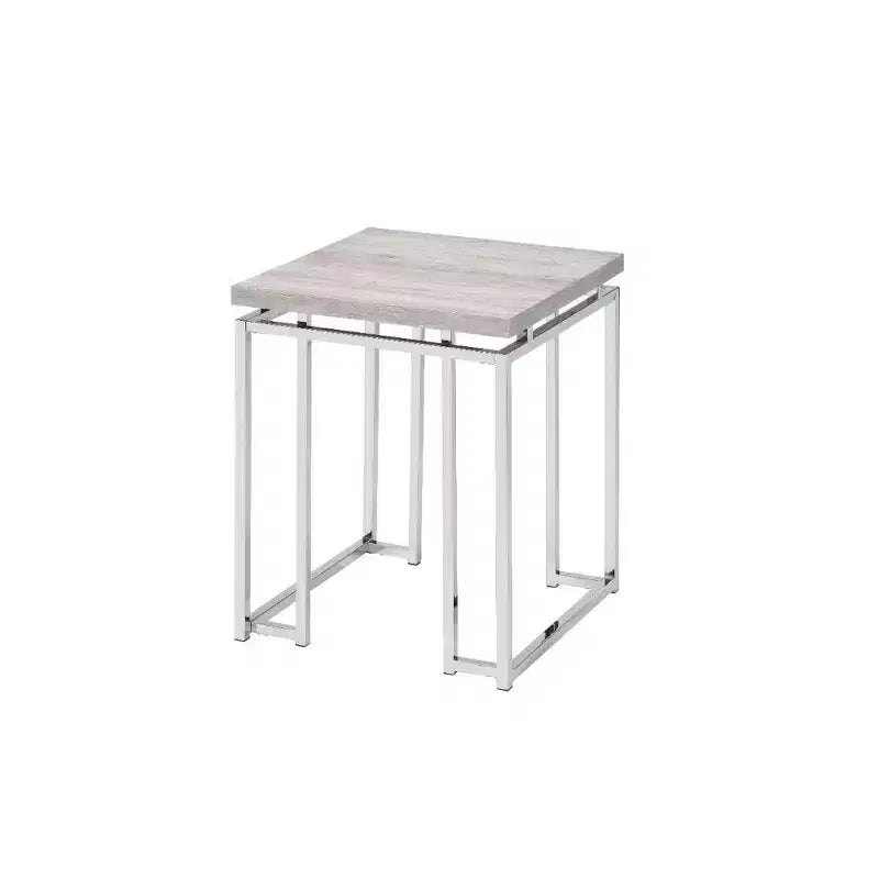 Table d'appoint carrée HomeRoots 24 en bois manufacturé chêne naturel et métal chromé