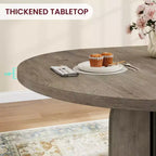 LinTimes 47-63 Table à Manger Ronde Extensible, Ferme en Bois pour 4 à 8 Personnes, Pieds Larges et Support Métallique Robuste, Gain de Place pour Cuisine et Appartement