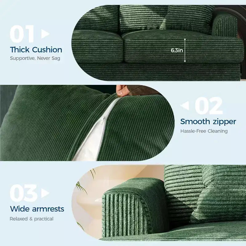 SunnyFurn 86 Canapé Nuage en Peluche, 3 Places avec Assise Profonde, 2 Coussins de Dossier Amovibles et Coussins Décoratifs pour Salon/Chambre/Appartements