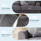SunnyFurn 86 Canapé Nuage en Peluche, 3 Places avec Assise Profonde, 2 Coussins de Dossier Amovibles et Coussins Décoratifs pour Salon/Chambre/Appartements