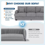 SunnyFurn 86 Canapé Nuage en Peluche, 3 Places avec Assise Profonde, 2 Coussins de Dossier Amovibles et Coussins Décoratifs pour Salon/Chambre/Appartements