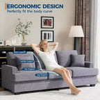 SunnyFurn 86 Canapé Nuage en Peluche, 3 Places avec Assise Profonde, 2 Coussins de Dossier Amovibles et Coussins Décoratifs pour Salon/Chambre/Appartements