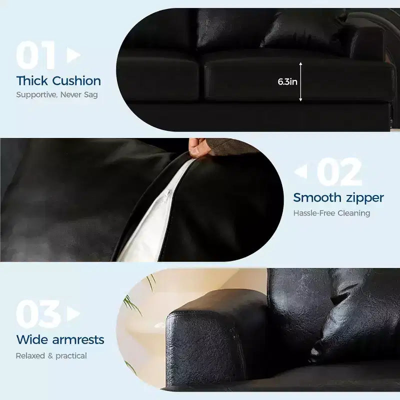 SunnyFurn 86 Canapé Nuage en Peluche, 3 Places avec Assise Profonde, 2 Coussins de Dossier Amovibles et Coussins Décoratifs pour Salon/Chambre/Appartements