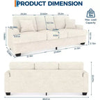 SunnyFurn 86 Canapé Nuage en Peluche, 3 Places avec Assise Profonde, 2 Coussins de Dossier Amovibles et Coussins Décoratifs pour Salon/Chambre/Appartements