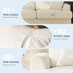 SunnyFurn 86 Canapé Nuage en Peluche, 3 Places avec Assise Profonde, 2 Coussins de Dossier Amovibles et Coussins Décoratifs pour Salon/Chambre/Appartements