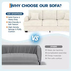 SunnyFurn 86 Canapé Nuage en Peluche, 3 Places avec Assise Profonde, 2 Coussins de Dossier Amovibles et Coussins Décoratifs pour Salon/Chambre/Appartements