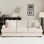 SunnyFurn 86 Canapé Nuage en Peluche, 3 Places avec Assise Profonde, 2 Coussins de Dossier Amovibles et Coussins Décoratifs pour Salon/Chambre/Appartements
