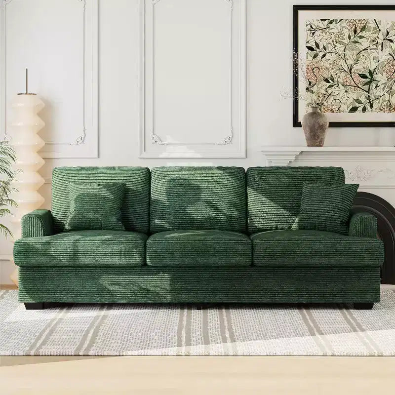 SunnyFurn 86 Canapé Nuage en Peluche, 3 Places avec Assise Profonde, 2 Coussins de Dossier Amovibles et Coussins Décoratifs pour Salon/Chambre/Appartements