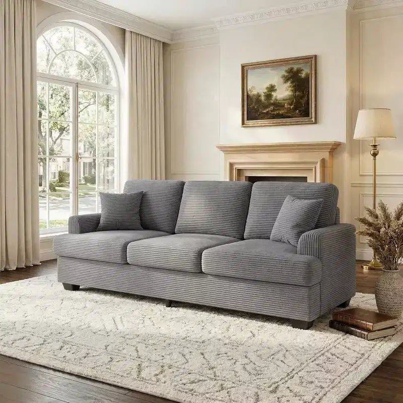 SunnyFurn 86 Canapé Nuage en Peluche, 3 Places avec Assise Profonde, 2 Coussins de Dossier Amovibles et Coussins Décoratifs pour Salon/Chambre/Appartements