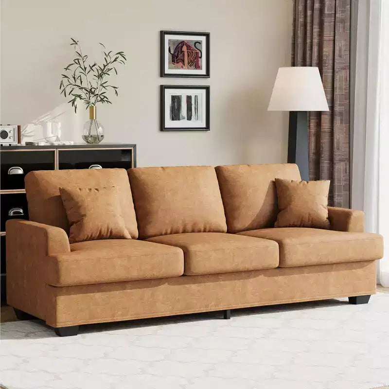 SunnyFurn 86 Canapé Nuage en Peluche, 3 Places avec Assise Profonde, 2 Coussins de Dossier Amovibles et Coussins Décoratifs pour Salon/Chambre/Appartements