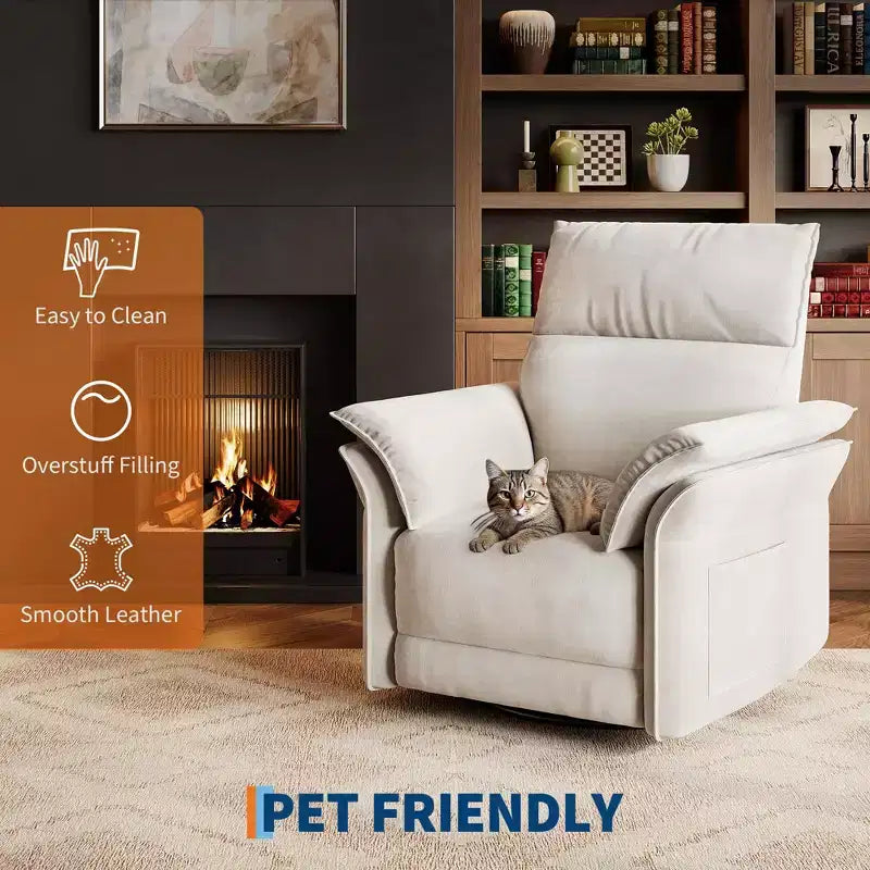 Fauteuil inclinable LinTimes Power Swivel Glider  Fauteuil inclinable individuel moderne, pivotant à 270°, accoudoirs incurvés à double couche, pour salon