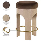 Tabouret de comptoir rembourré en velours Meridian Furniture Bocceli, finition naturelle
