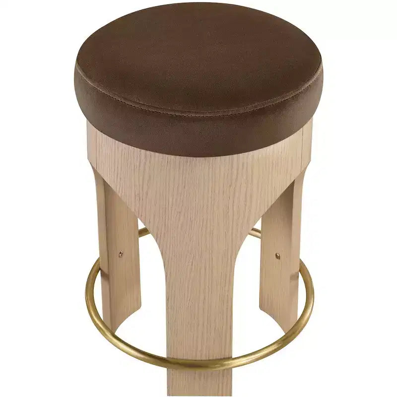Tabouret de comptoir rembourré en velours Meridian Furniture Bocceli, finition naturelle