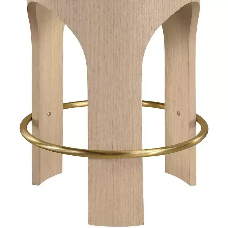Tabouret de comptoir rembourré en velours Meridian Furniture Bocceli, finition naturelle
