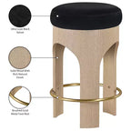 Tabouret de comptoir rembourré en velours Meridian Furniture Bocceli, finition naturelle
