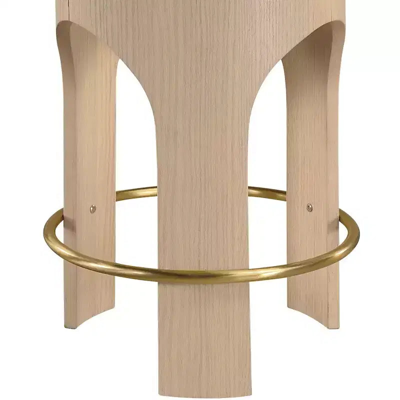 Tabouret de comptoir rembourré en velours Meridian Furniture Bocceli, finition naturelle