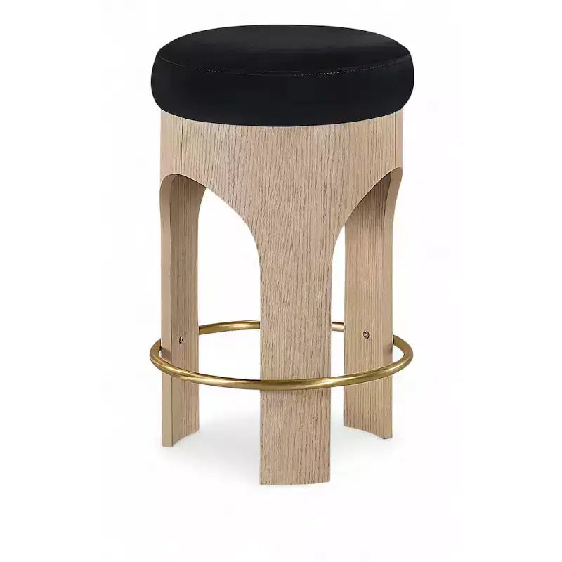 Meridian Furniture Bocceli Natural Finish Velvet Upholstered Counter Stool