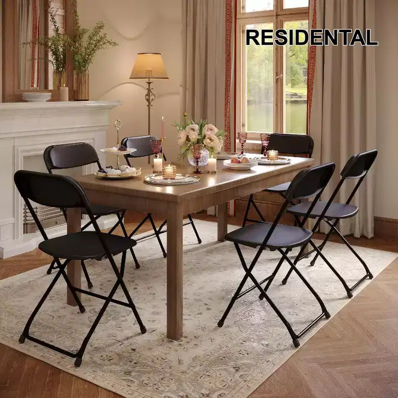 Chaise pliante en plastique, siège empilable portable avec cadre en acier, capacité de 159 kg pour bureau intérieur/extérieur, mariage, fête, cuisine, salle à manger