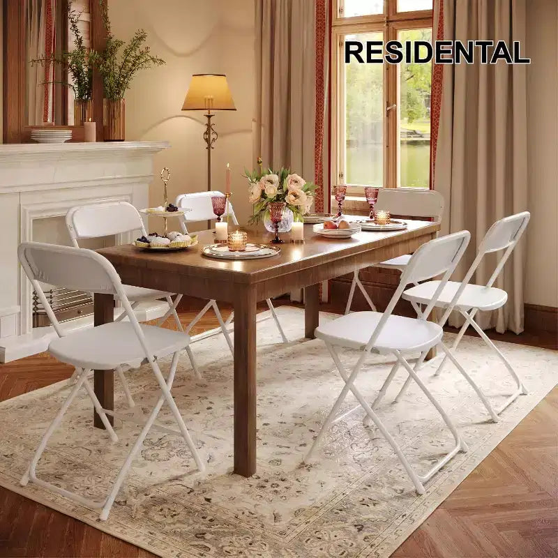 Chaise pliante en plastique, siège empilable portable avec cadre en acier, capacité de 159 kg pour bureau intérieur/extérieur, mariage, fête, cuisine, salle à manger