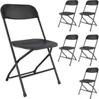 Plastic Folding Chair, Portable Stackable Seat with Steel Frame, 350lb Capacity for Indoor Outdoor Office Wedding Party Kitchen Dining