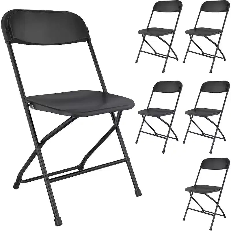 Plastic Folding Chair, Portable Stackable Seat with Steel Frame, 350lb Capacity for Indoor Outdoor Office Wedding Party Kitchen Dining