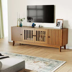 Meuble TV Meuble de Divertissement avec Prises de Courant, Meubles de Rangement à 4 Portes, Table Console Média 62,9" pour Téléviseurs de 43 à 70 Pouces, Étagères Réglables