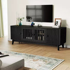 Meuble TV Meuble de Divertissement avec Prises de Courant, Meubles de Rangement à 4 Portes, Table Console Média 62,9" pour Téléviseurs de 43 à 70 Pouces, Étagères Réglables