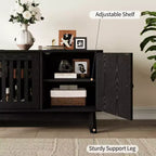 Meuble TV Meuble de Divertissement avec Prises de Courant, Meubles de Rangement à 4 Portes, Table Console Média 62,9" pour Téléviseurs de 43 à 70 Pouces, Étagères Réglables