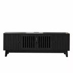 TV Stand Entertainment Center with Power Outlets, 4 Doors Storage Cabinets, 62.9Media Console Table for 43-70 Televisions, Adjustable Shelves