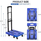 Chariot à main pliable ALUCSET, diable de bagages robuste de 227 kg, chariot utilitaire pliable et portable avec 2 cordons élastiques pour les voyages, les déménagements, le bureau et la maison