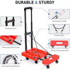 Chariot à main pliable ALUCSET, diable de bagages robuste de 227 kg, chariot utilitaire pliable et portable avec 2 cordons élastiques pour les voyages, les déménagements, le bureau et la maison