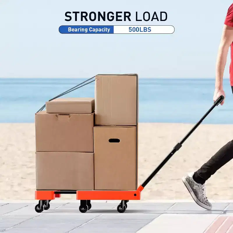 Chariot à main pliable ALUCSET, diable de bagages robuste de 227 kg, chariot utilitaire pliable et portable avec 2 cordons élastiques pour les voyages, les déménagements, le bureau et la maison