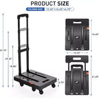 Chariot à main pliable ALUCSET, diable de bagages robuste de 227 kg, chariot utilitaire pliable et portable avec 2 cordons élastiques pour les voyages, les déménagements, le bureau et la maison