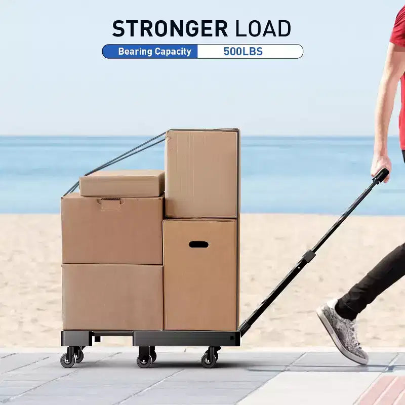 Chariot à main pliable ALUCSET, diable de bagages robuste de 227 kg, chariot utilitaire pliable et portable avec 2 cordons élastiques pour les voyages, les déménagements, le bureau et la maison