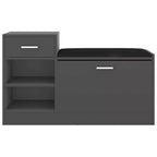 vidaXL Banc à chaussures gris, bois d'ingénierie, MDF, similicuir, mousse Taille moyenne