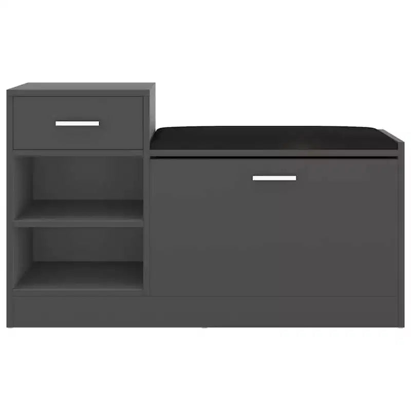 vidaXL Banc à chaussures gris, bois d'ingénierie, MDF, similicuir, mousse Taille moyenne
