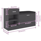 vidaXL Banc à chaussures gris, bois d'ingénierie, MDF, similicuir, mousse Taille moyenne