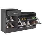 vidaXL Banc à chaussures gris, bois d'ingénierie, MDF, similicuir, mousse Taille moyenne