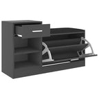 vidaXL Banc à chaussures gris, bois d'ingénierie, MDF, similicuir, mousse Taille moyenne