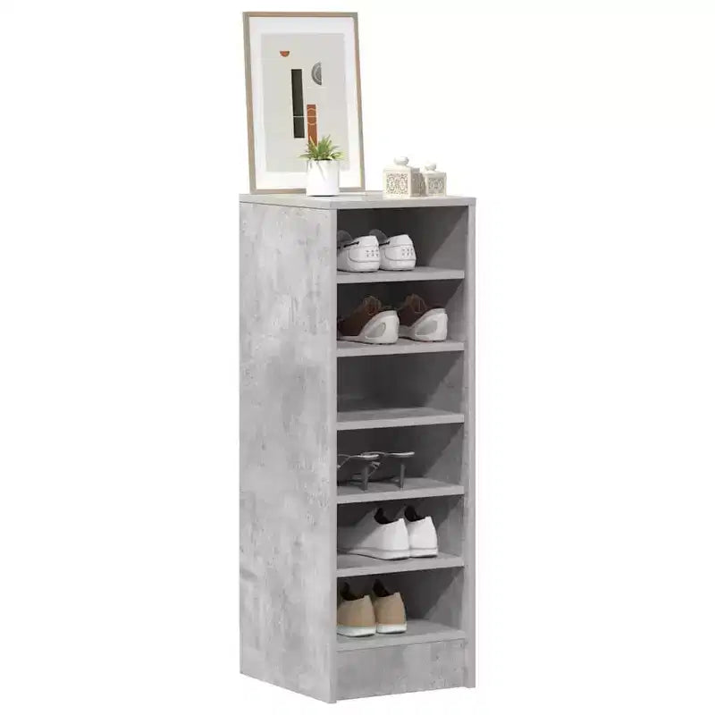 vidaXL Meuble à chaussures gris béton en bois d'ingénierie Meuble à chaussures moyen