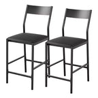 Counter Height Bar Stools Set of 2, PU Leather Upholstered Kitchen Island Stools with Footrest & Metal Legs, 300 LBS Capacity Bar Chairs for Bar