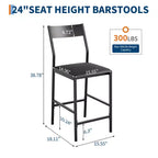Lot de 2 tabourets de bar hauteur comptoir, tabourets d'îlot de cuisine rembourrés en cuir PU avec repose-pieds et pieds en métal, chaises de bar capacité 136 kg