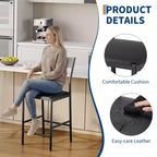 Lot de 2 tabourets de bar hauteur comptoir, tabourets d'îlot de cuisine rembourrés en cuir PU avec repose-pieds et pieds en métal, chaises de bar capacité 136 kg