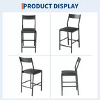 Lot de 2 tabourets de bar hauteur comptoir, tabourets d'îlot de cuisine rembourrés en cuir PU avec repose-pieds et pieds en métal, chaises de bar capacité 136 kg
