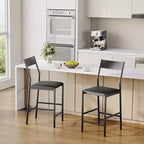 Lot de 2 tabourets de bar hauteur comptoir, tabourets d'îlot de cuisine rembourrés en cuir PU avec repose-pieds et pieds en métal, chaises de bar capacité 136 kg