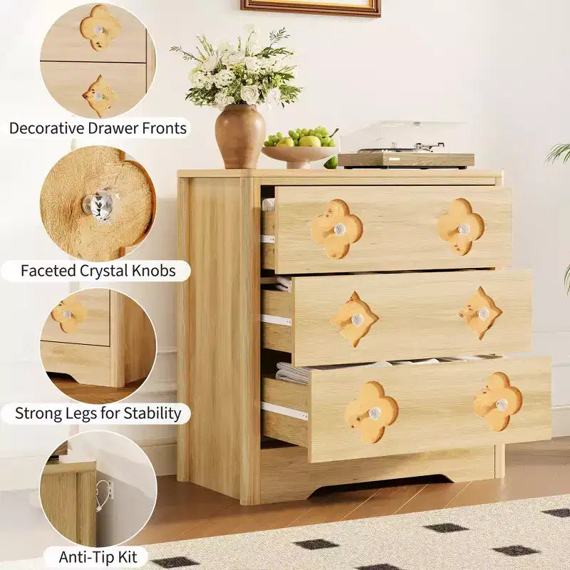 Commode haute Boho en rotin, 5 tiroirs, en bois, pour chambre à coucher, placard, chambre d'enfant, salon, finition naturelle